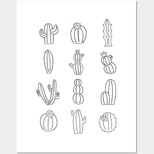 Cactus Stickers Lines Posters and Art